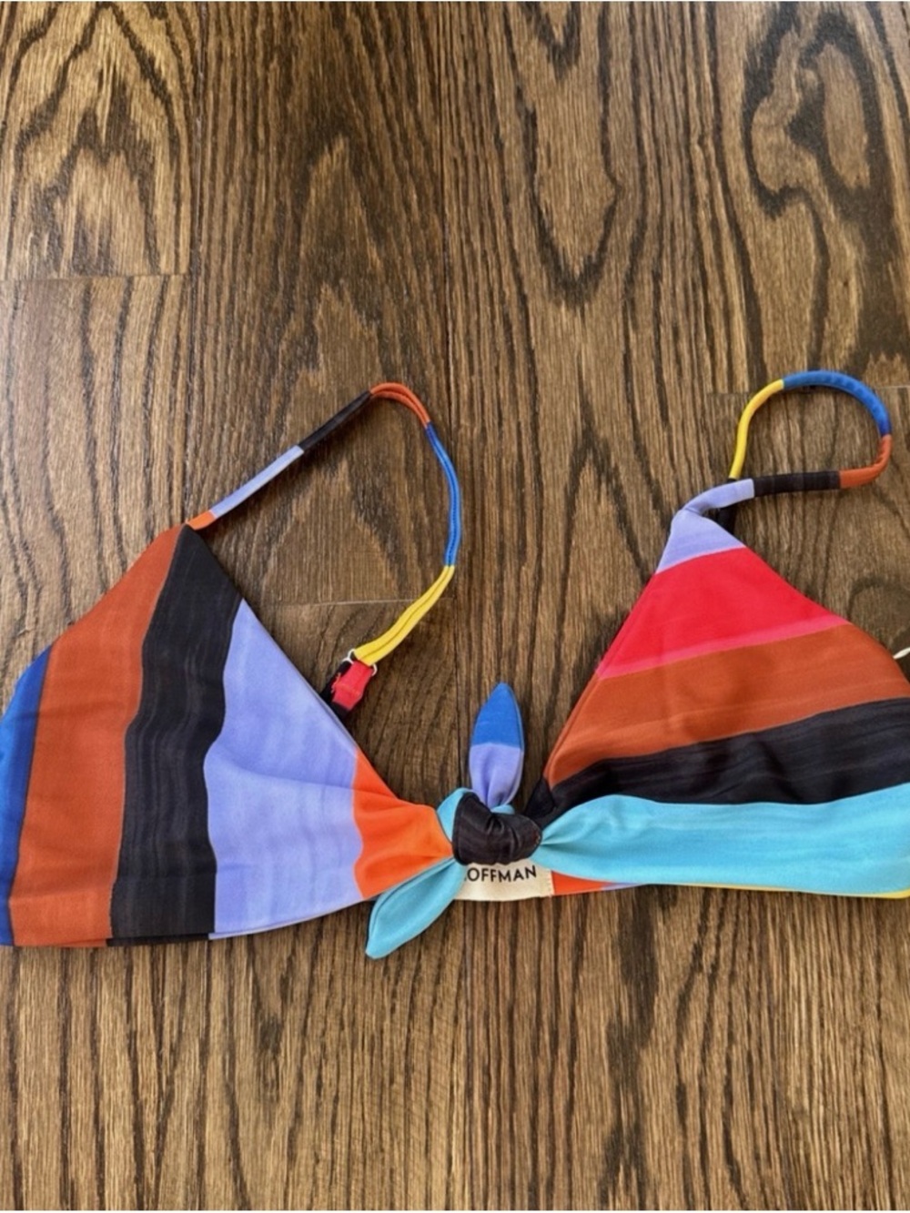 Mara Hoffman Sunglow multicolor Stripe Carla Tie-Front Bikini Top Size S - Picture 5 of 5